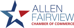 Allen Fairview Chamber of Commerce logo with blue star and red accent lines