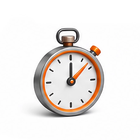 Orange and silver stopwatch on a white background