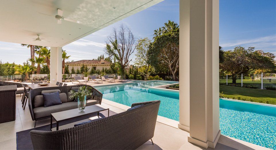 interior design project in Villa Neuva Andalusia marbella spain image of terrace with outdoor cane-line furnitue 2