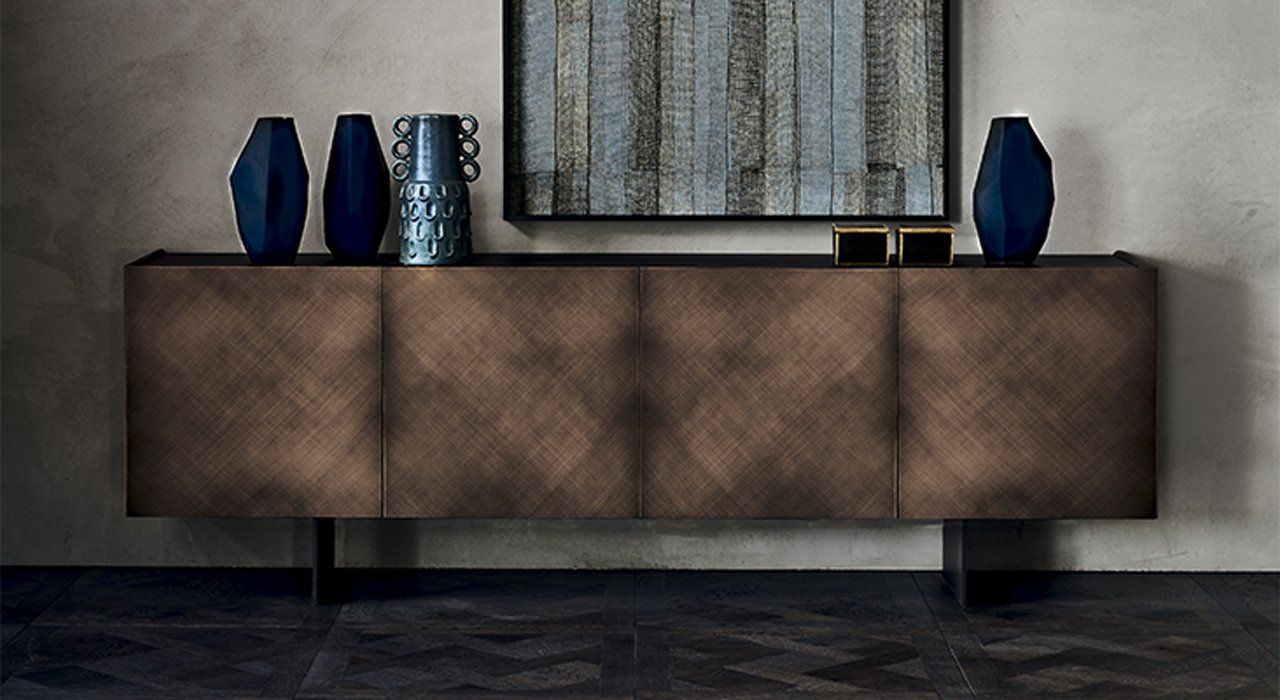 Cattelan Italia Arizona sideboard in brushed madera bronze in a dining room