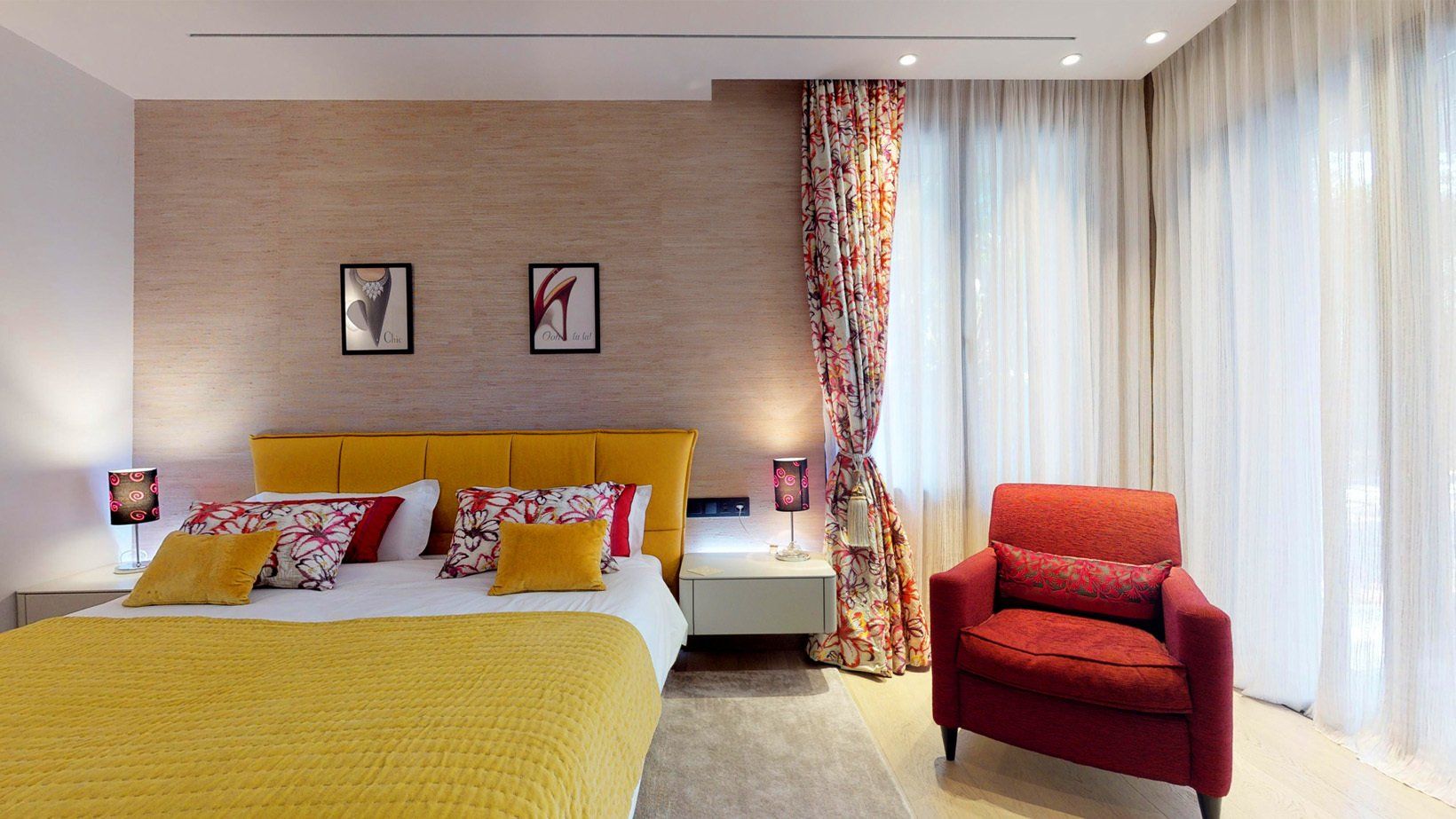 interior design project in La Zagaleta Marbella Spain - image of yellow bedroom 2