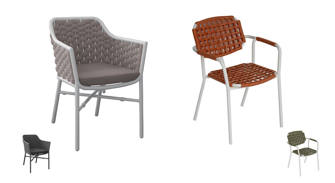 Gescova Aruba and Matteo outdoor dining chairs suitable for apartment and house terrace and garden dining