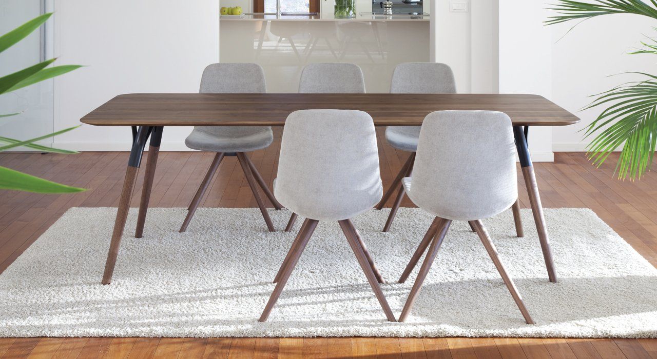 Tonon Italia dining room furniture and chair with walnut legs