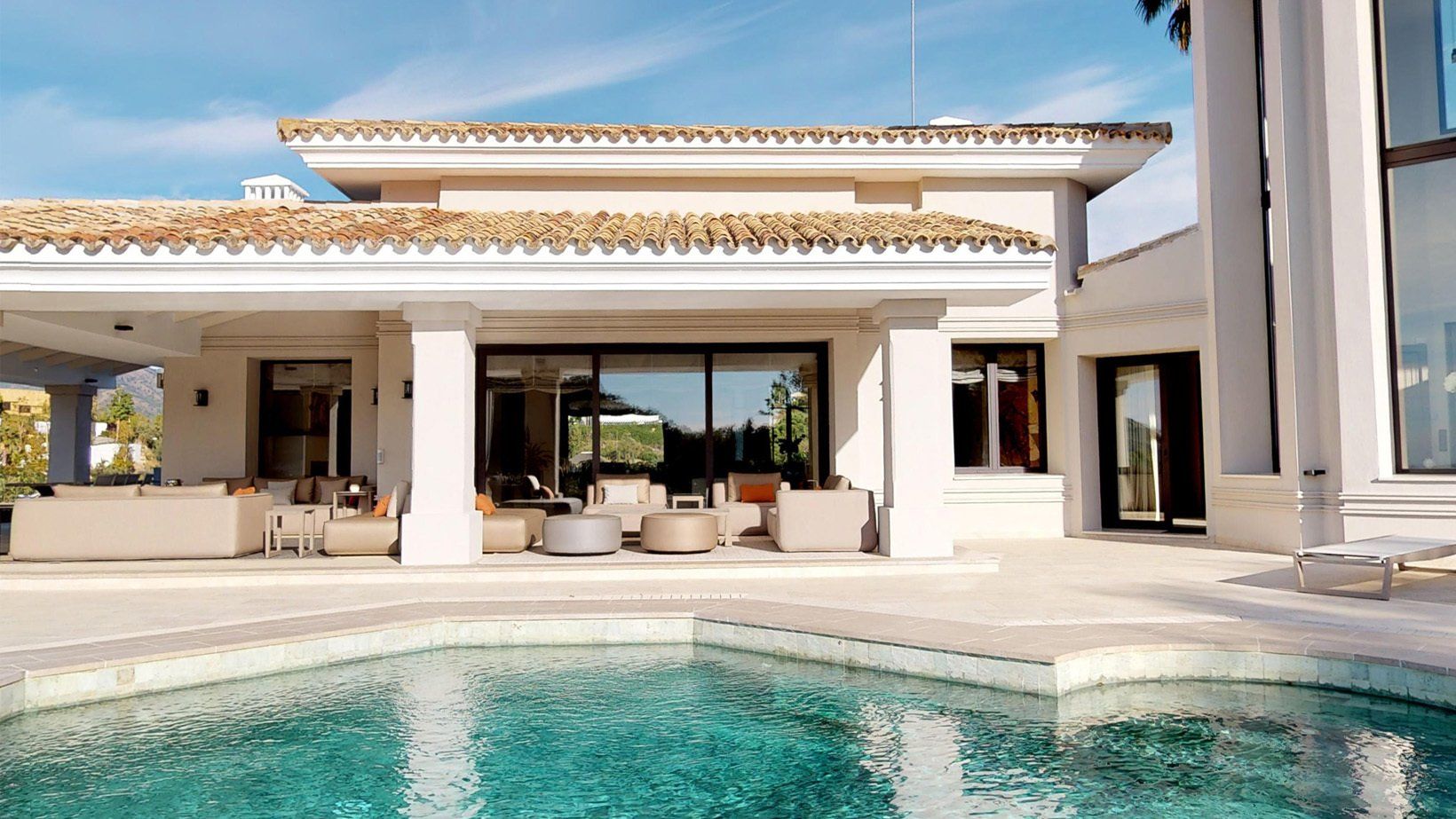 interior design project in La Zagaleta Marbella Spain - image of  terrace area with Expormim outdoor seating