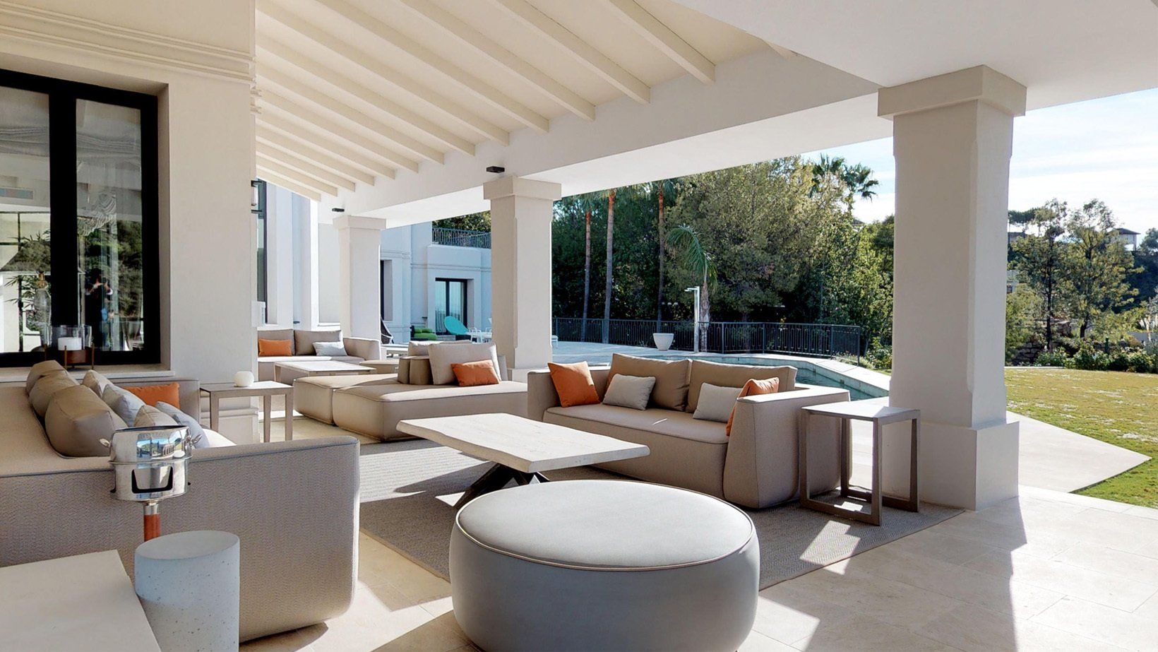 interior design project in La Zagaleta Marbella Spain - image of  terrace area with Expormim outdoor seating 2