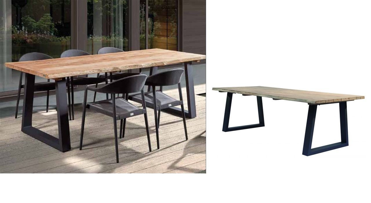 Gescova outdoor dining table in teak and charcoal in Marbella and Estepona