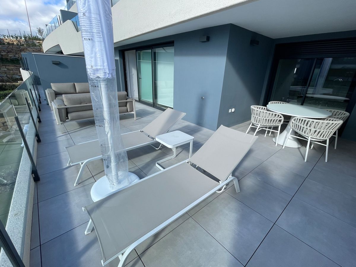 Modern terrace furniture design project for rental in Estepona