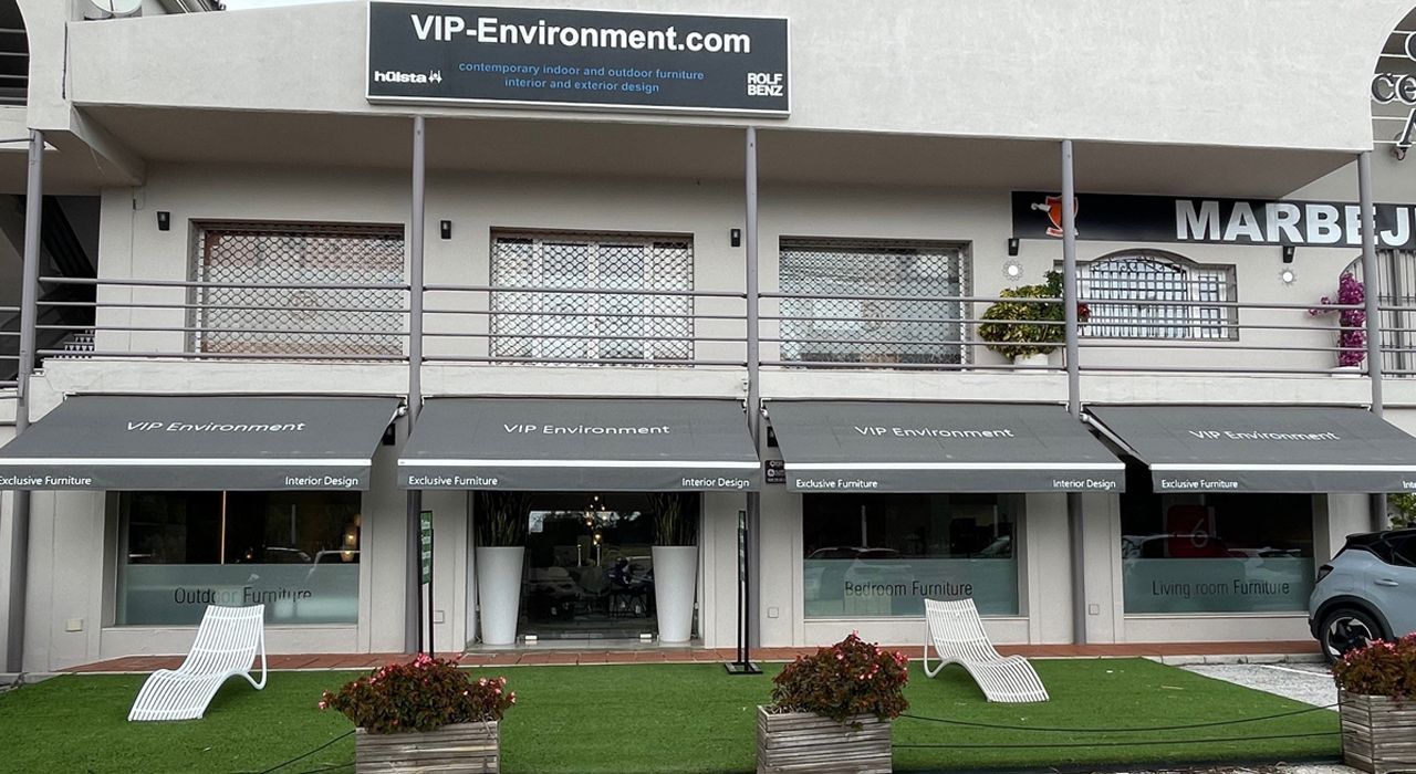 Luxury furniture showroom display at VIP Environment in Estepona