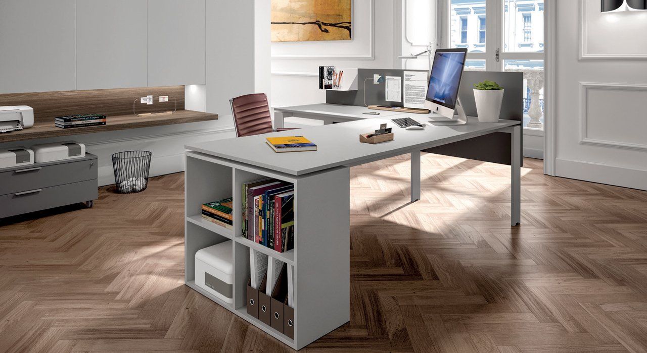 Zalf Office Desking and Shelving. Designs available in many lacquer, metallic and wood finishes.
