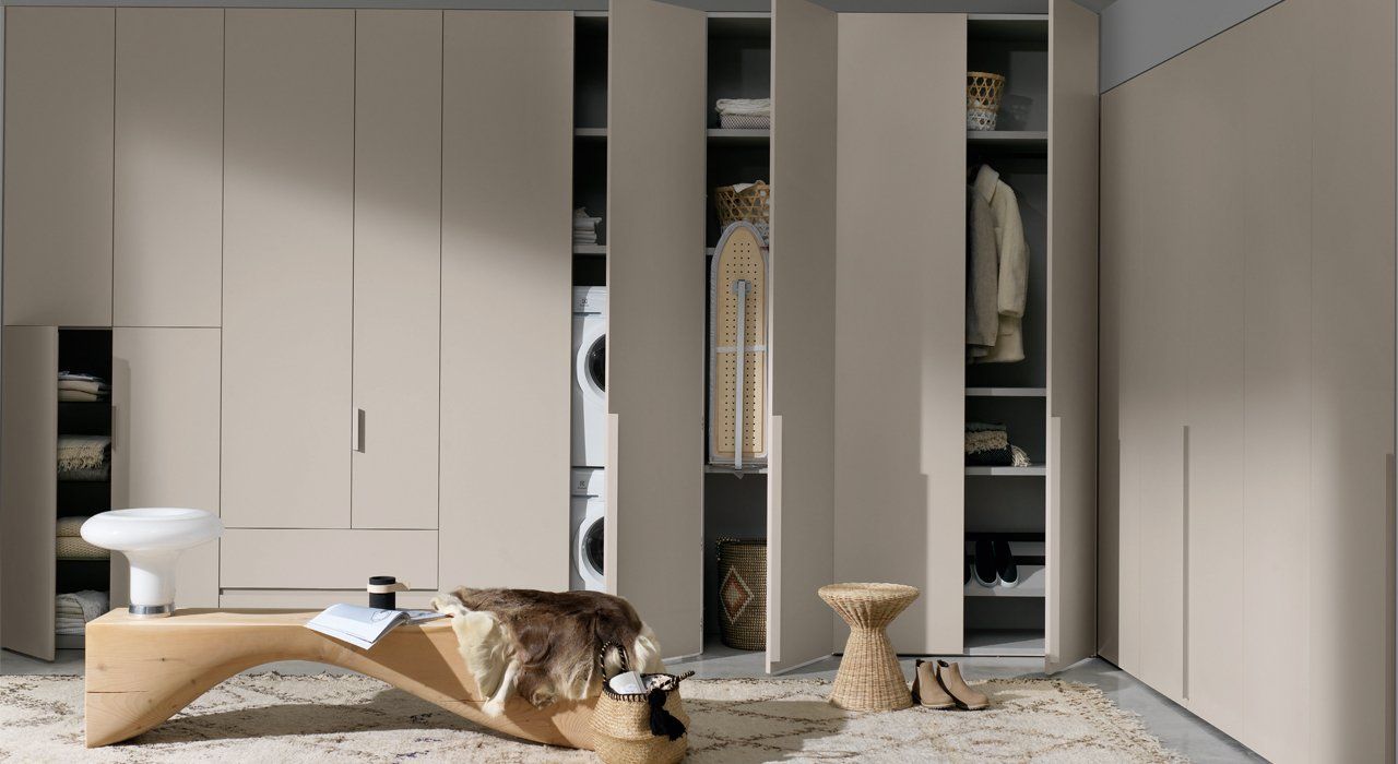 Zalf Alterna storage for hallway to store washing machine and ironing board