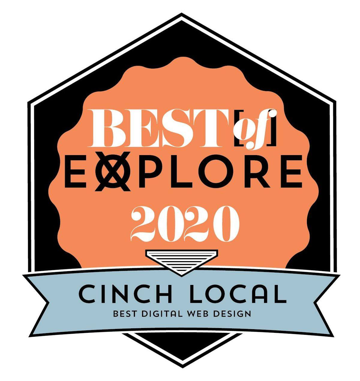 A badge that says `` best of explore 2020 cinch local ''