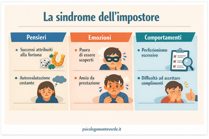 Articolo informativo sulla sindrome dell’impostore. Il testo spiega cos’è, quali sono le cause psico