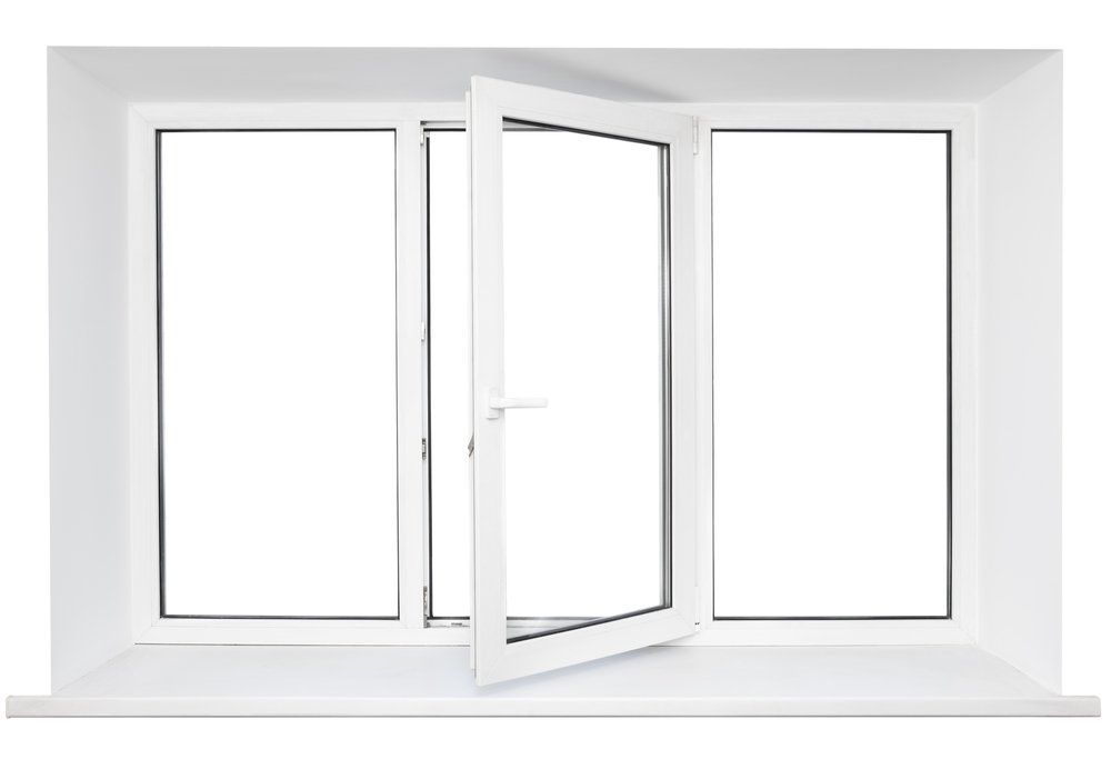 uPVC window with handle turned to open window inside