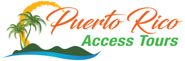 Puerto Rico Access Tours logo with palm tree, sun, and orange-green text on white background