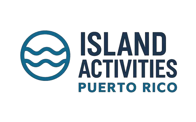 Island Activities Puerto Rico logo with blue circular wave icon and text