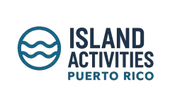 Island Activities Puerto Rico logo with blue circular wave icon and text