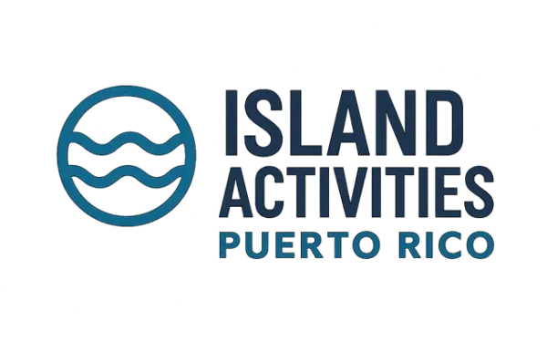Island Activities Puerto Rico logo with blue circular wave icon and text