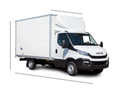 Un camion Iveco bianco è raffigurato su uno sfondo bianco.
