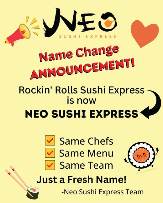 Neo Sushi Express Name Change Announcement