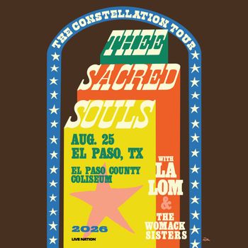 Pandora & Flans concert poster. Six women pose, dates listed for El Paso County Coliseum, TX, February 8, 2026.