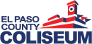 El Paso County Coliseum logo with building graphic and blue text.