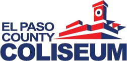 El Paso County Coliseum logo with building graphic and blue text.