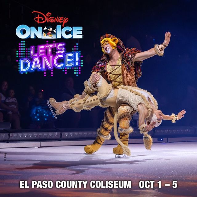 Disney On Ice show with performers dressed as cats dancing on the ice, El Paso County Coliseum Oct 1-5.