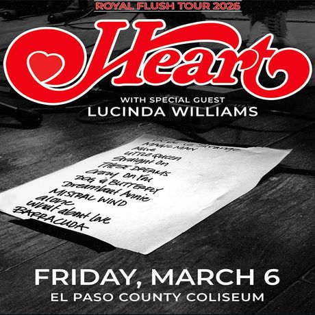 Pandora & Flans concert poster. Six women pose, dates listed for El Paso County Coliseum, TX, February 8, 2026.