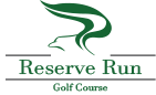 Reserve Run Golf Course logo with a green bird-like symbol and text.