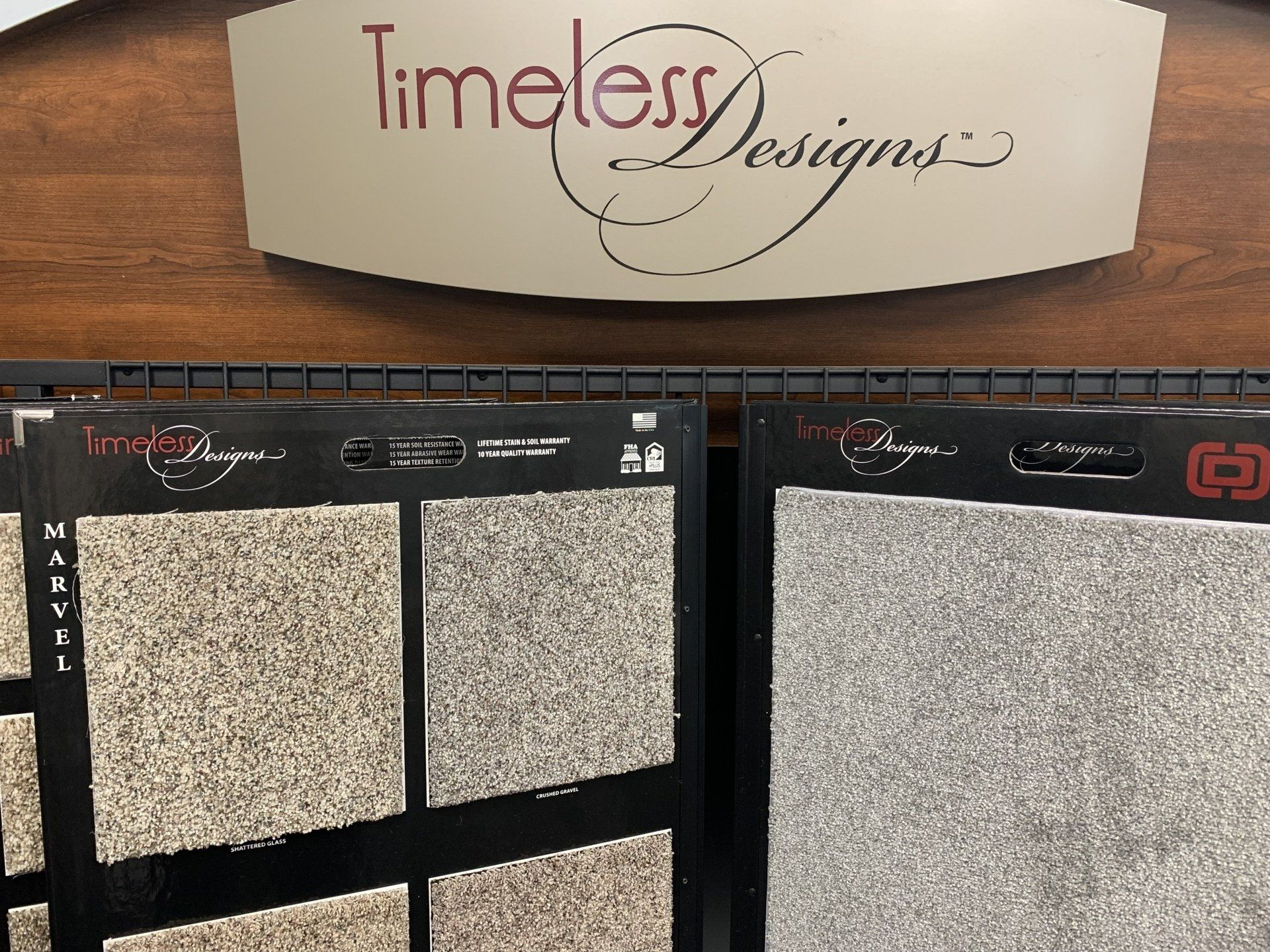 A sign that says timeless designs on it