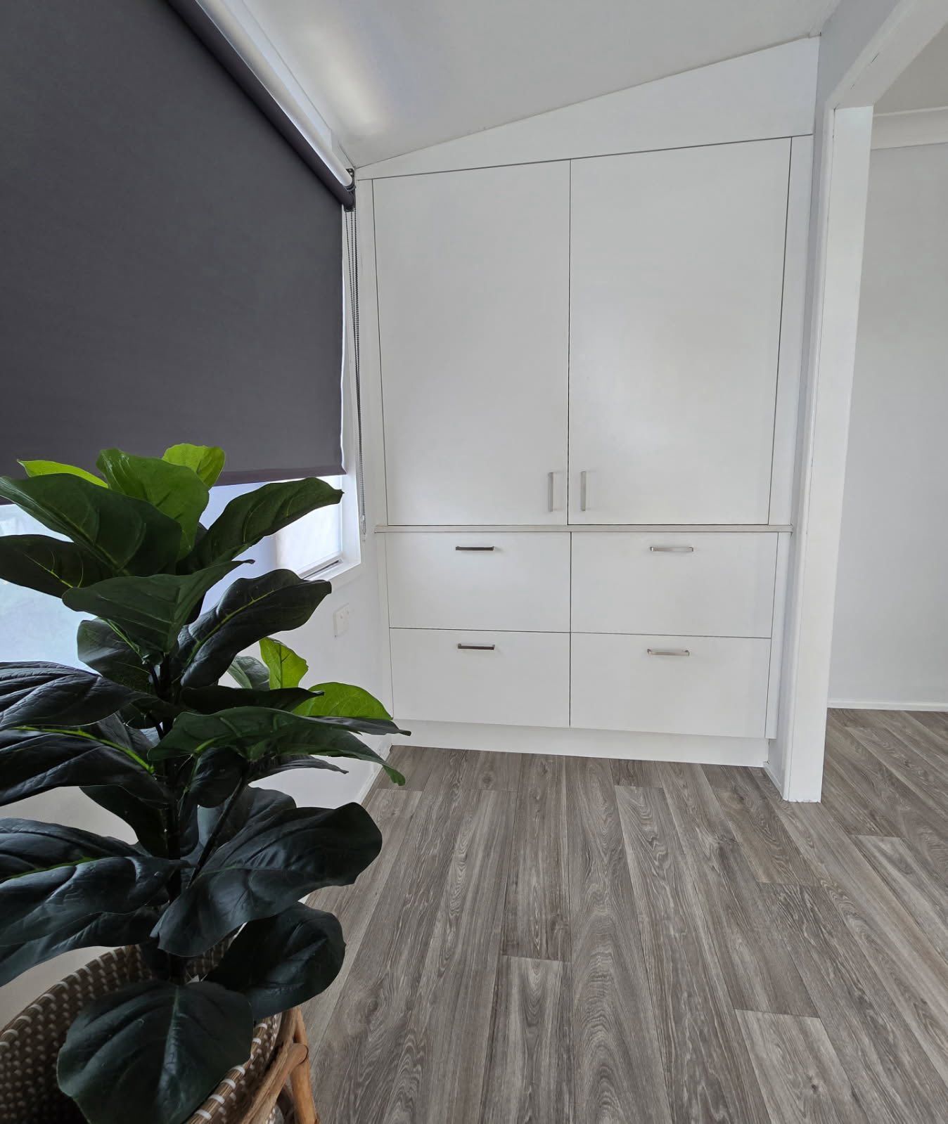 A Potted Plant Is Sitting Next To A Window In A Room — O'Donnell Cabinetmaking in Kawana, QLD