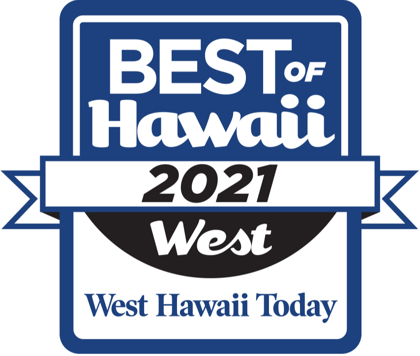 A logo for the best of hawaii 2021 west hawaii today.