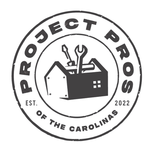 The logo for project pros of the carolinas shows a house and a toolbox.
