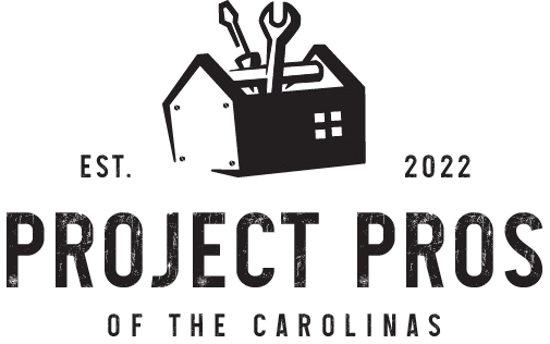 A black and white logo for a company called project pros of the carolina.