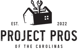 A black and white logo for a company called project pros of the carolina.