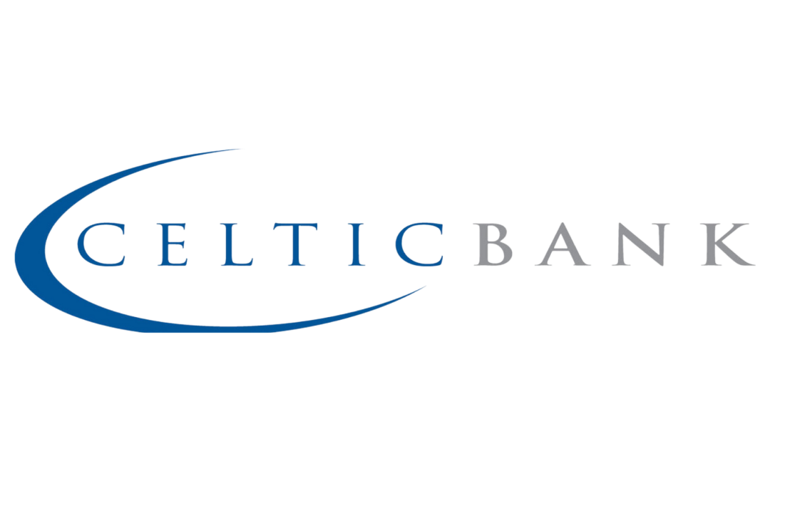 The celtic bank logo is blue and white on a white background.