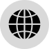 A black and white globe icon in a white circle on a white background.