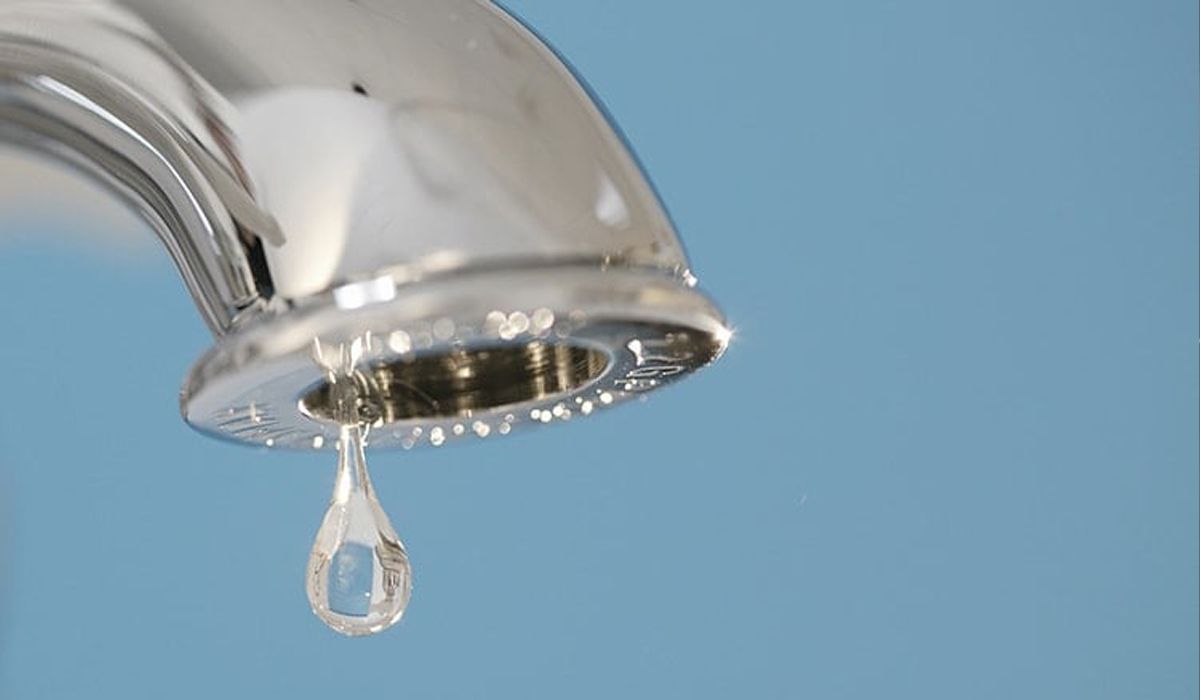 a drop of water from a faucet
