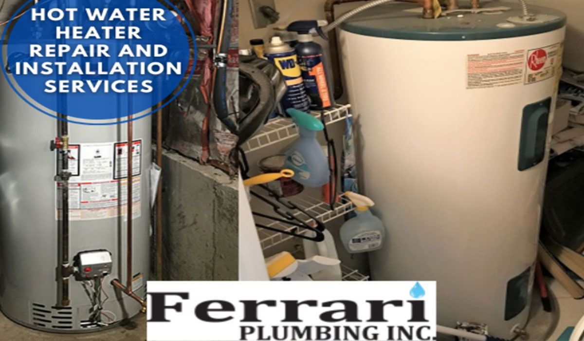 an image of two large water heater tanks with details of repair and installation services