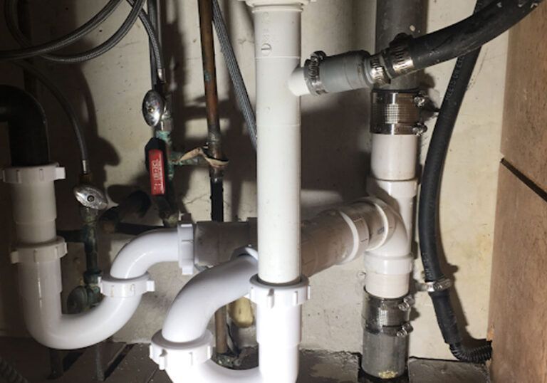 pipes under a sink