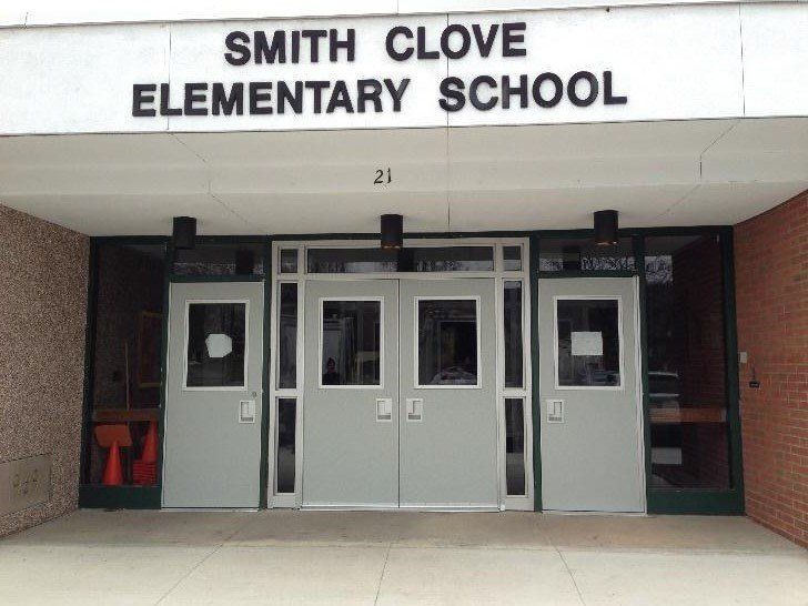 The entrance to smith clove elementary school is shown