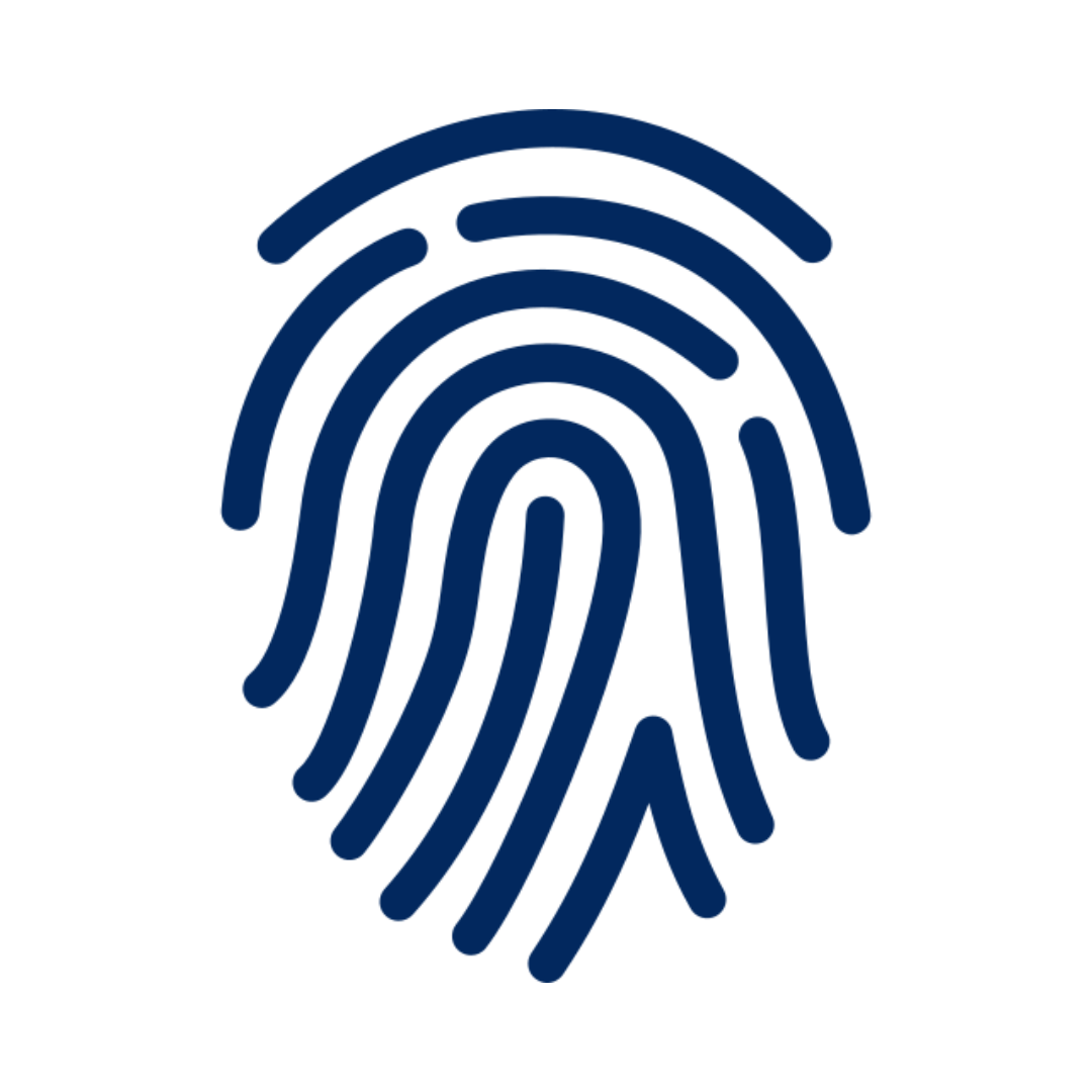 Blue fingerprint icon.