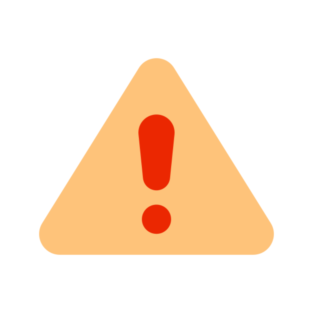 Orange triangle with a red exclamation point, indicating a warning or alert.
