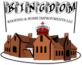 Logo for Kingdom Roofing & Home Improvements LLC: stylized castle with a crown, under a scroll banner.