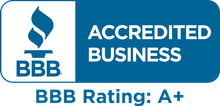 BBB Accredited Business logo with a rating of A+.