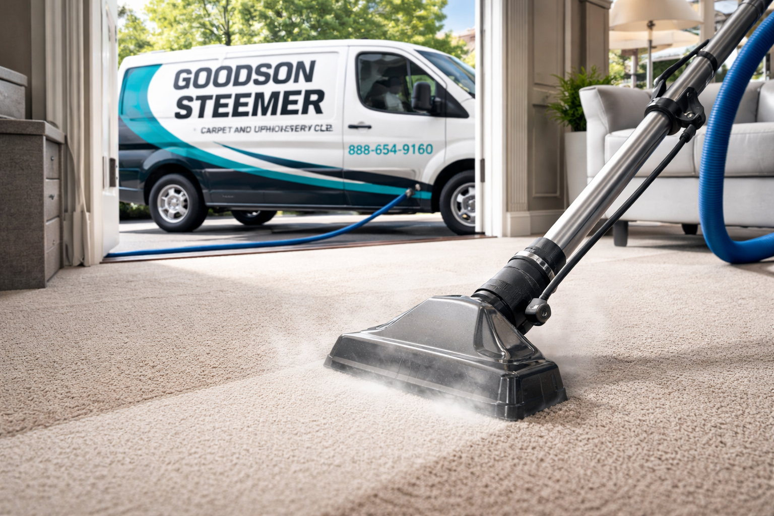 Carpet cleaning and upholstery cleaning in Romulus MI by Goodson Steemer