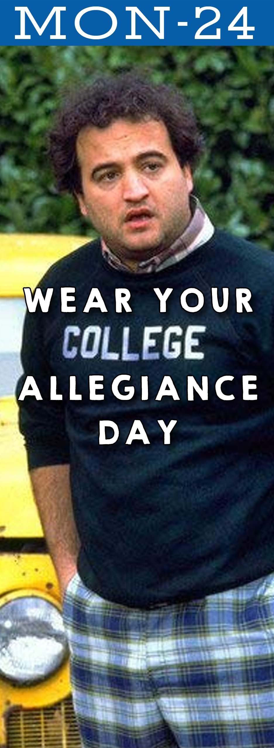 John Belushi in Animal House, wearing a sweatshirt that says