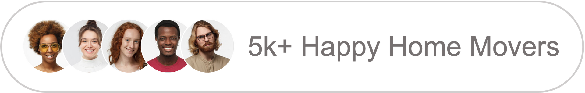 A group of people standing next to each other with the words 5k + happy home movers