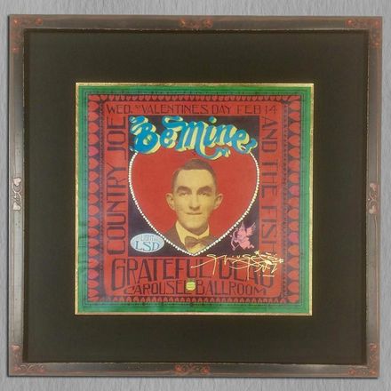 A framed valentine 's day card with a man in a heart