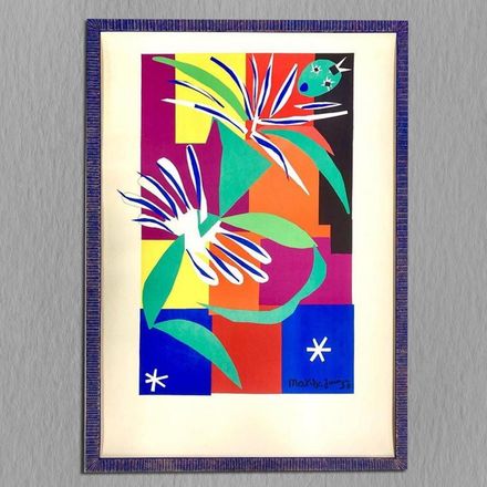 A framed painting of flowers by henri matisse